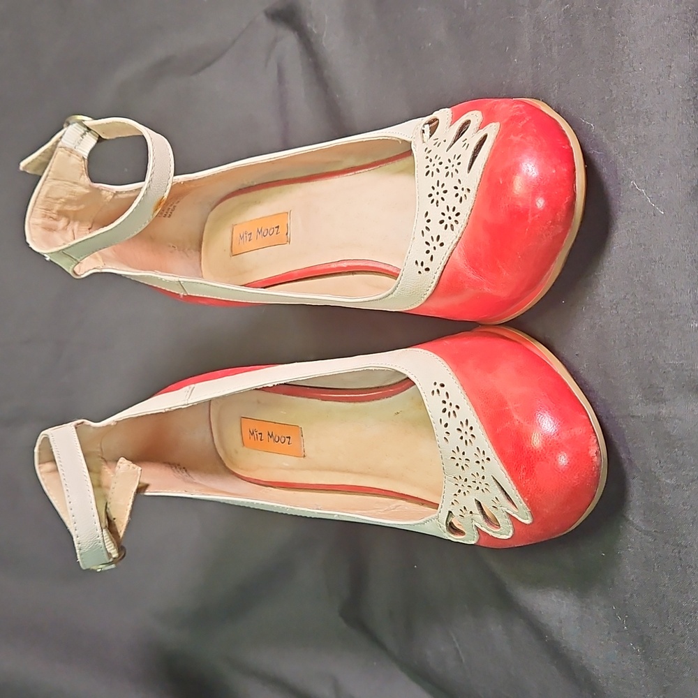Stylish Red and Cream Ankle Strap Women's Shoes by Miz Mooz - Picture 4 of 10